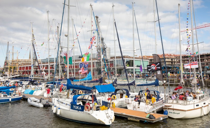 Boats with bunting on at Bristol Harbour Festival